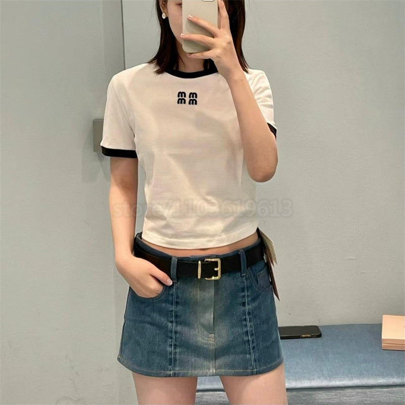 The MM Embroidered Tee — White