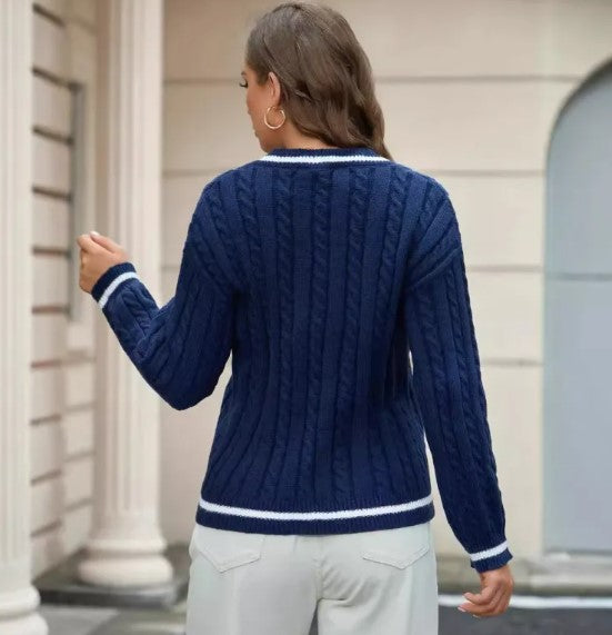 The Mallon & McRae| Signature Heritage Elite V-Neck Classic Cable Sweater