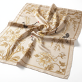 MM Chinoiserie Silk Scarf – Ivory & Gold Botanical Print