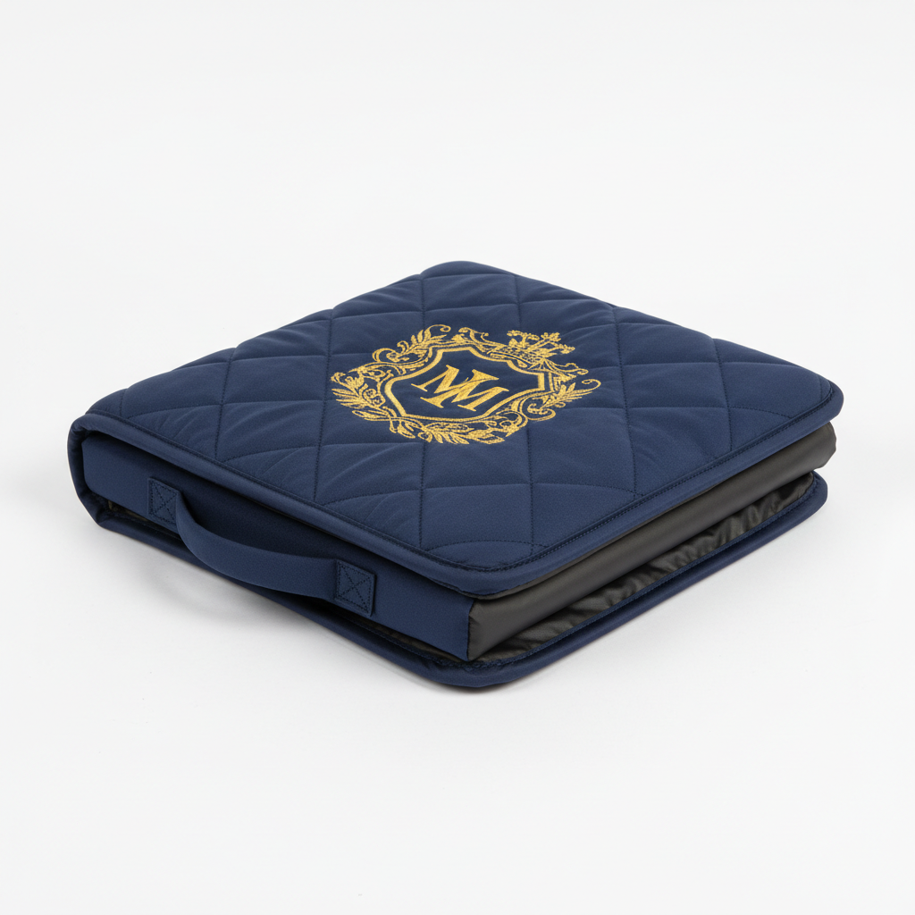 MM Monogrammed Stadium Seat Cushion – Navy & Gold