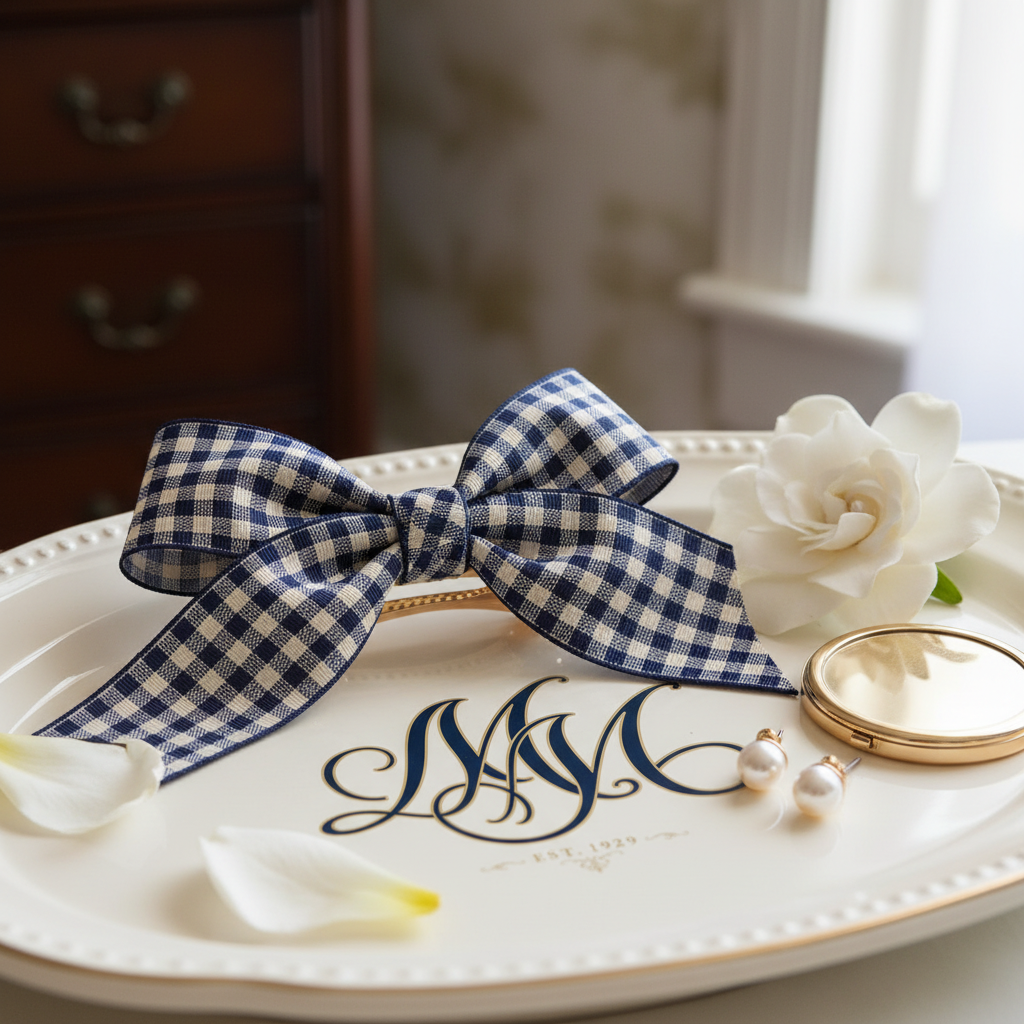 MM Gingham Ribbon Bow Clip